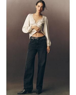 AMO Annette Mid-Rise Wide-Leg Jeans - Blue