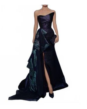 Tarik Ediz Feris Strapless With Side Drape Dress - Blue