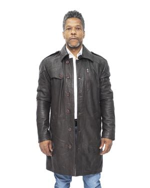 Infinity Leather Trench Coat-Hamburg - Gray