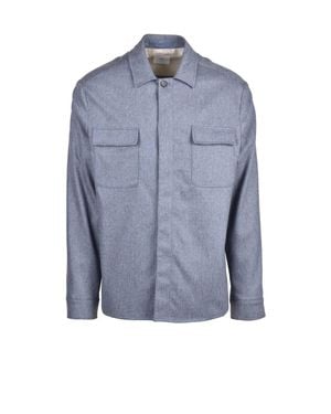 Eleventy Wool-Blend Shirt Jacket - Blue