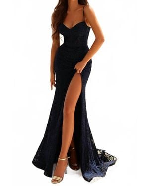 Clarisse Lace Corset Prom Dress - Black