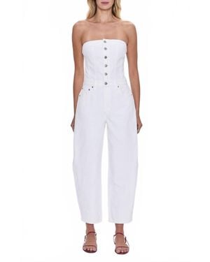 Pistola Daphine Strapless Denim Jumpsuit - White
