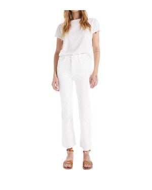 Mother Hustler Ankle Fray Jean - White