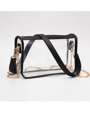 Fashnzfab Clear Rectangle Crossbody Bag - Black