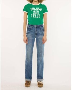 Kancan Lost High Rise True Straight Jeans - Green