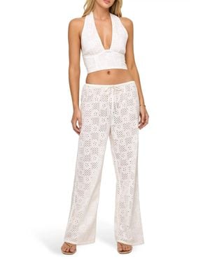 LSPACE Lily Cotton Eyelet Cover-Up Drawstring Pants - White