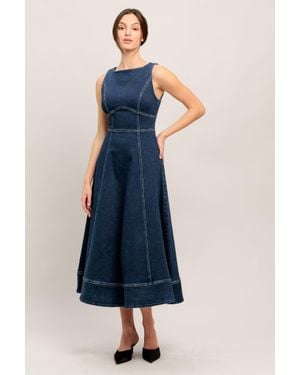 TRUEDAMES Simple Statement Denim Denim Midi Dress - Blue