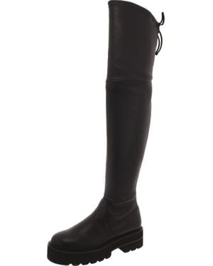 Stuart Weitzman Lowland Ultralift Ot Leather Pull On Over-The-Knee Boots - Black