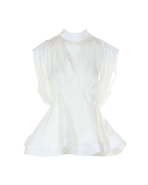 Beulahstyle Flared Hem Sleeveless Top - White