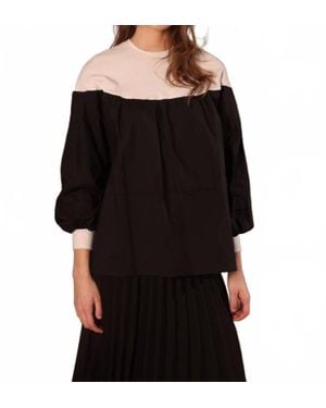 Simondona Cotton And Rib Top - Black