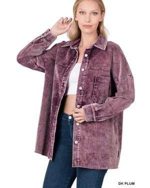 Zenana Vintage Vibes Shacket - Purple