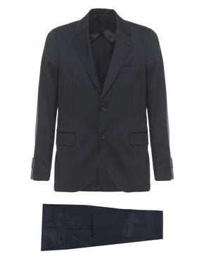 Lardini Pin Lapel Wool Suit - Black