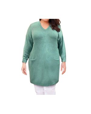 On The Plus Side Pullover Pocket Sweater Dress - Green
