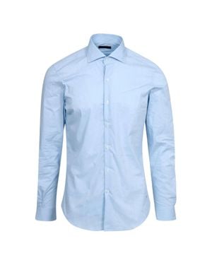 Fay Tailored Light Pointed Collar Shirt - Blue