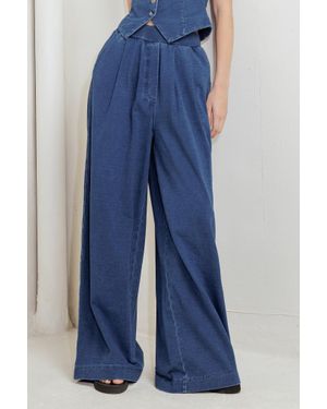 TRUEDAMES Urban French Terry Denim Pants - Blue