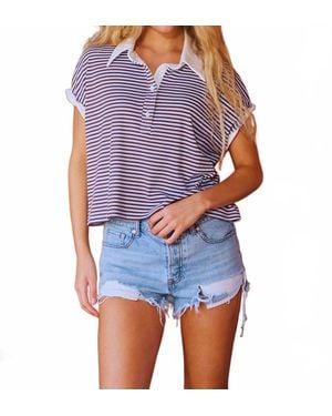 Bucketlist Stripe Print Crop Top - Blue