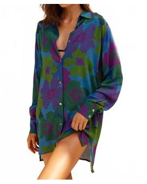 Aquari Solara Shirt Dress - Blue