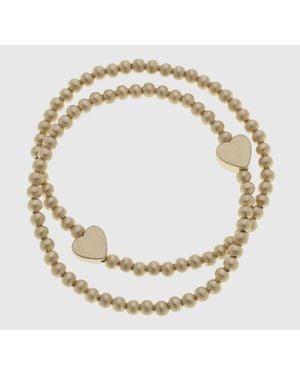 Canvas Style Stretch Beaded Heart Bracelet - Metallic