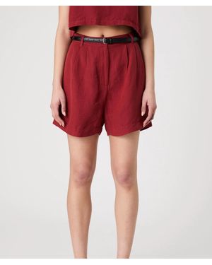 French Connection Birdie Linen Walking Shorts - Red