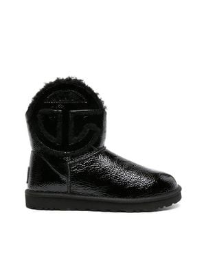 UGG Mini Crinkle Boots With Logo And Plush Interior - Black