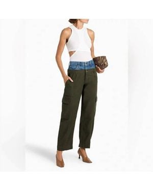 FRAME Le Mix Trimmed Cotton-Canvas Cargo Pants - Green