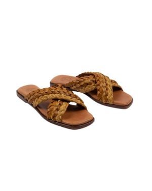 Penelope Chilvers Majete Braided Raffia Sandals - Brown