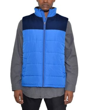 TRUEDAMES Padded Winter Two Tone Vest - Blue