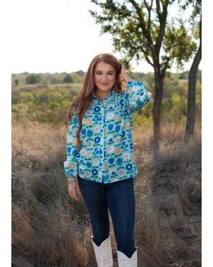 Layerz Clothing Kate Floral Long Sleeve Top - Blue