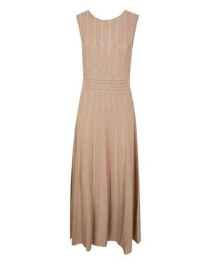 D.exterior V-Neck Blush Evening Dress - Natural