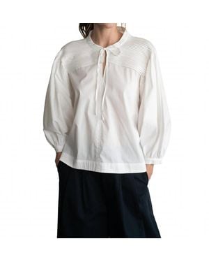 Elle Grey Elegant Puff-Sleeve Blouse - White
