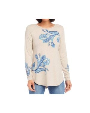 Karen Kane Oakland Paisley Print Top - Blue
