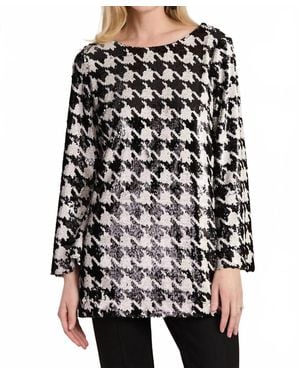 tyler boe Sandra Sequin Houndstooth Tunic Top - Black