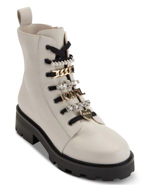 KARL LAGERFELD Mela Kl332513 Soft Combat Boots Lion676 - White
