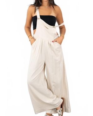 Risen Monroe Wide-Leg Overalls - White