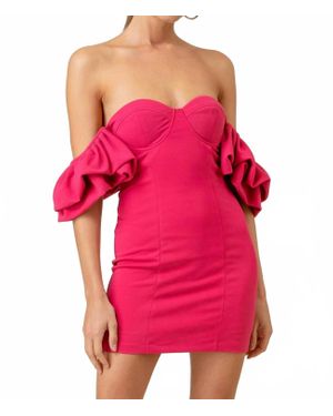 Line & Dot Robin Off The Shoulder Mini Dress - Red