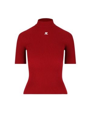 Courreges Reedition" Ribbed Top - Red