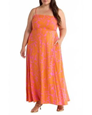 Sugarlips Sunset Getaway Smocked Maxi Dress - Orange