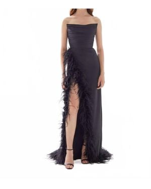 Tarik Ediz Strapless Bustier Slit Dress - Blue