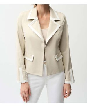 Joseph Ribkoff Foiled Faux Suede Fitted Jacket - Natural