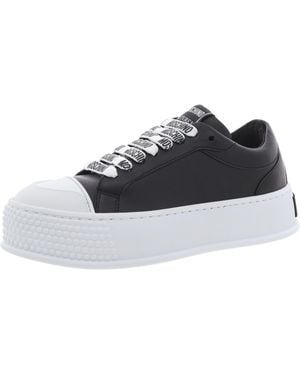 Moschino Lace-Up Faux Leather Casual And Fashion Sneakers - Blue