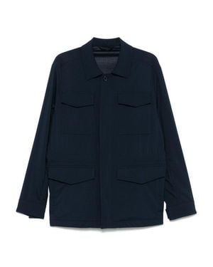 Paul & Shark Jacket With Concealed Fastening And Flap Pockets - Blue