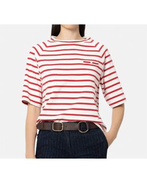 Luisa Cerano Striped Short Sleeve T-Shirt - Red