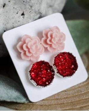 Urban Gemms Succulent Druzy Earring Set - Gray