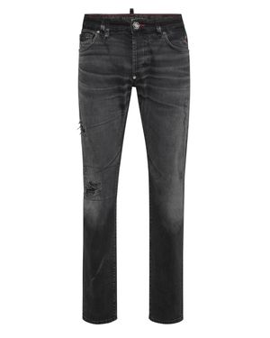 Philipp Plein Straight Supreme Cut Jeans Hexagon - Gray