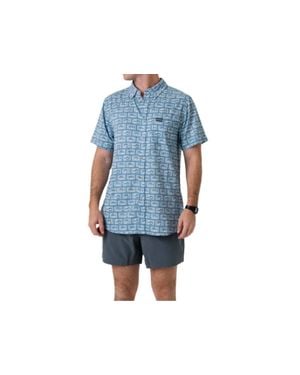 Burlebo Performance Button Up Shirt - Blue