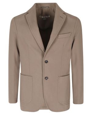Circolo 1901 Taupe Single-Breasted Fleece Cotton-Blend Blazer - Brown