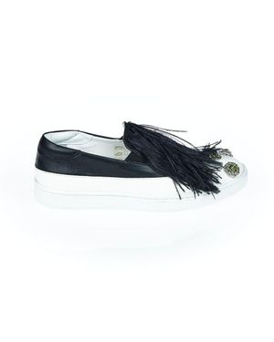 MR & MRS Black Leather Slip - Blue
