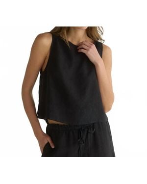Bella Dahl Sleeveless Boat Neck Split Back Top - Black