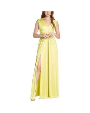 Dress the Population Krista Belted Evening Gown - Yellow