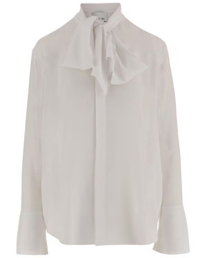 Sa Su Phi Silk Shirt With Mandarin Collar - White